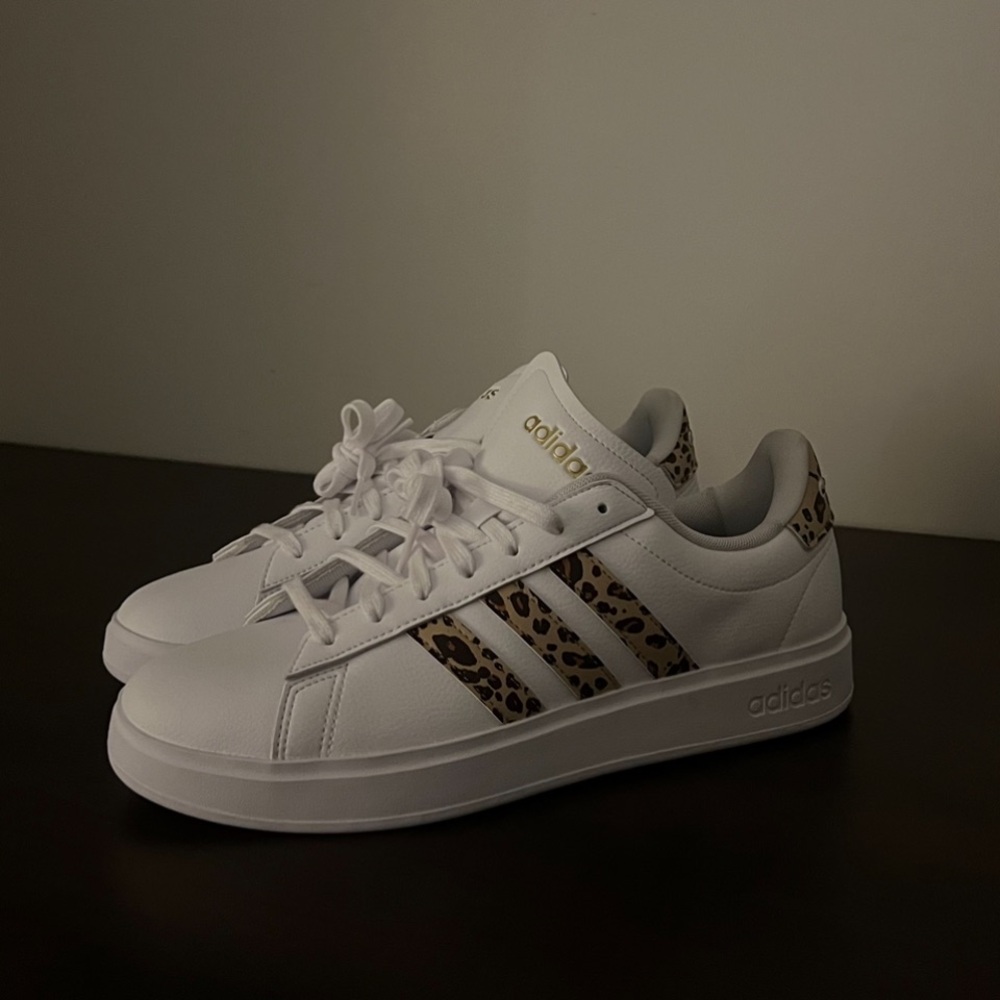 cheetah/leopard adidas super cool girl vibes size 9.5 but fits like a 10!